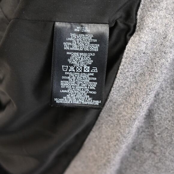 Aether Chelsea Puffer Coat Medium Gray Wool Full Zip Jacket Pockets Down Filled - Picture 6 of 6